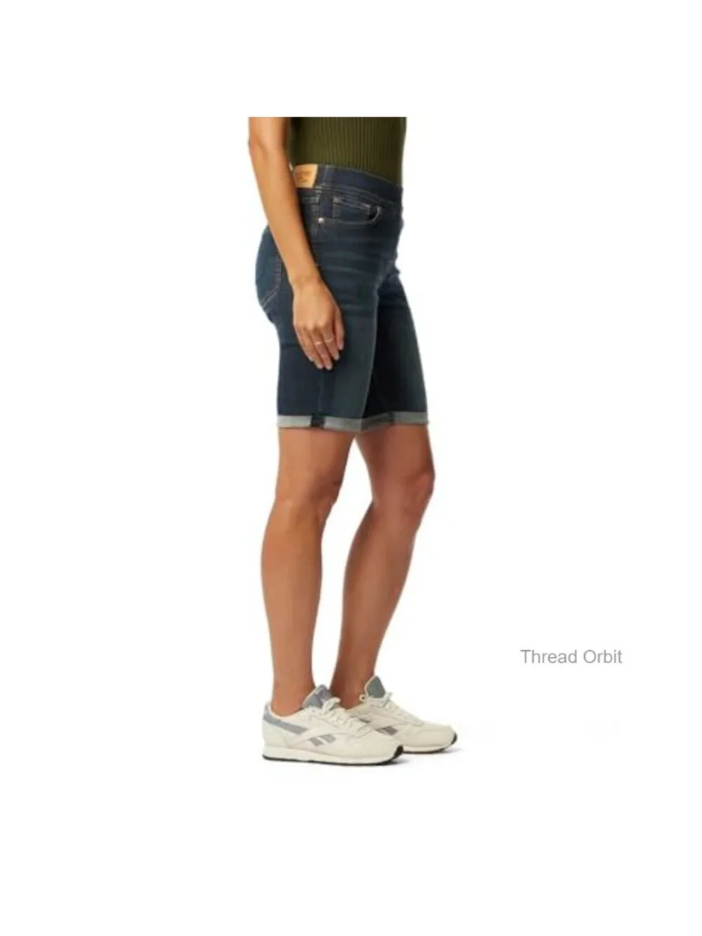Pull On Bermuda Shorts Mid Rise Stretch Denim Size 32 78% Cotton
